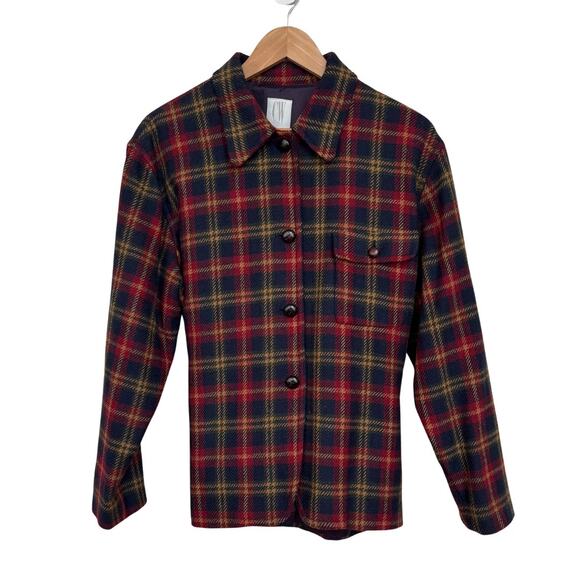 Vintage 90s Clifford & Wills Women’s Wool Plaid Belted Jacket Shacket Sz 10 - Picture 2 of 8